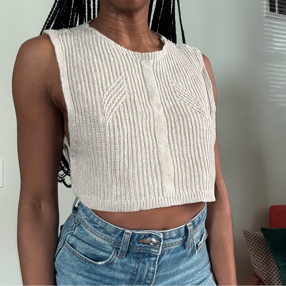 Cream Cropped Sweater Vest